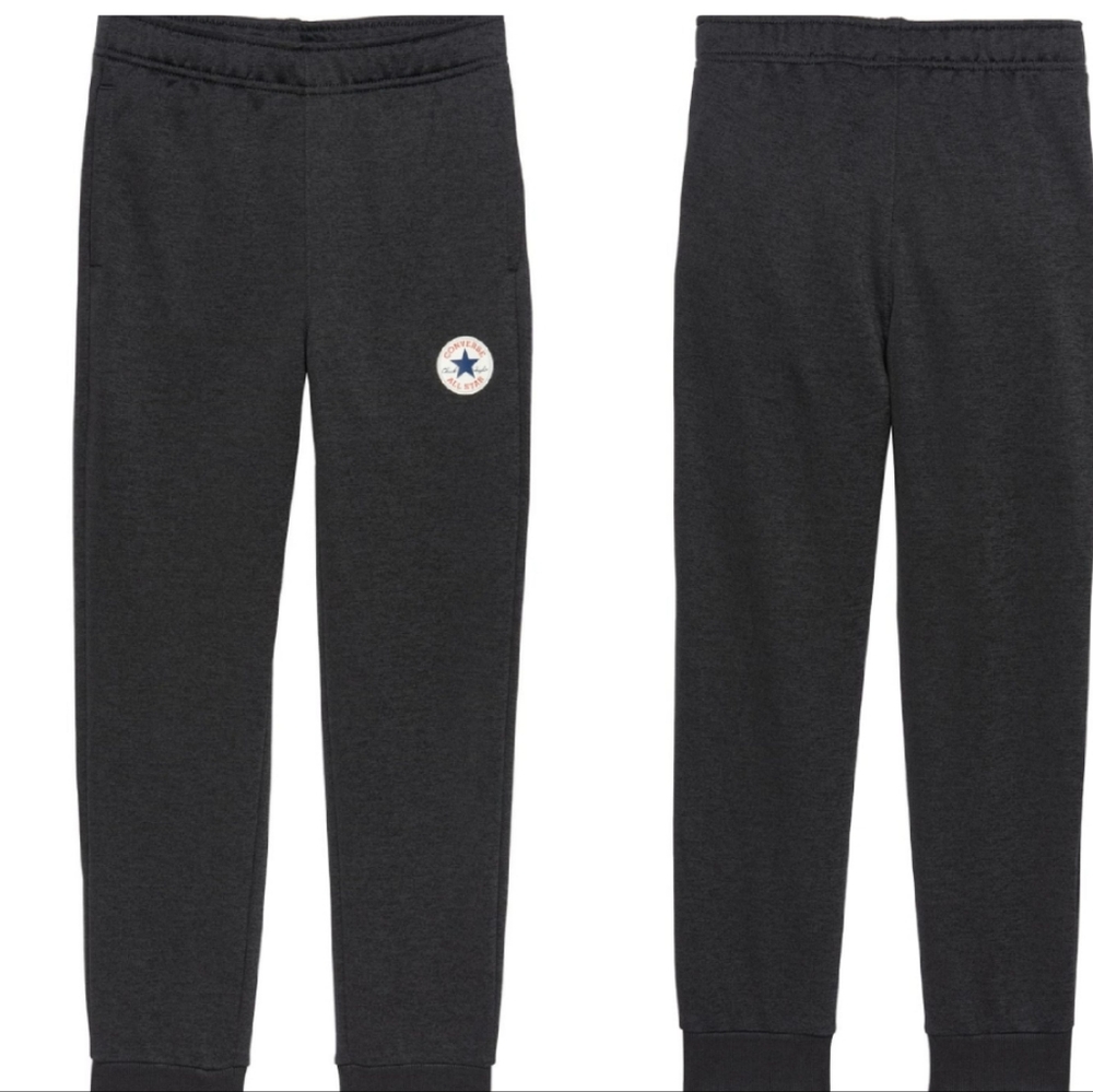 Converse All-Star Chuck Taylor Core Jogger Pants Logo Patch Boys Large Black NEW